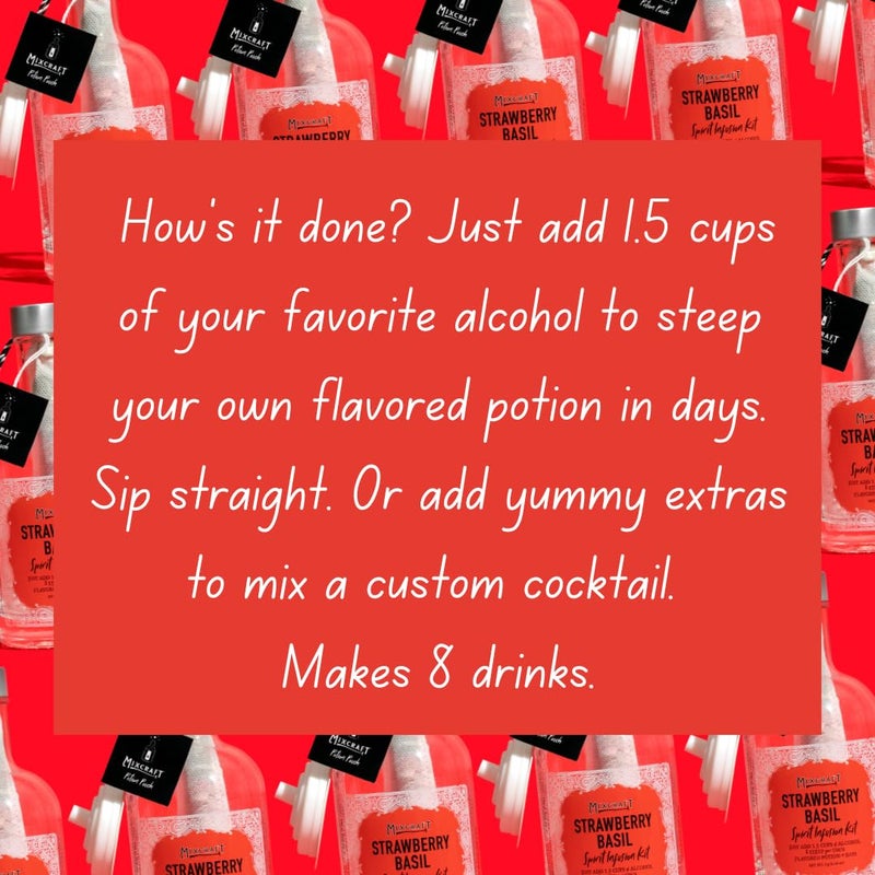 MixCraft Spirit Infusion Kit - Premium Craft Cocktail & Mocktail Mixer, Glass Bottle, Collapsible Funnel, Flavor Pouch & Recipe, Strawberry Basil - Image 4